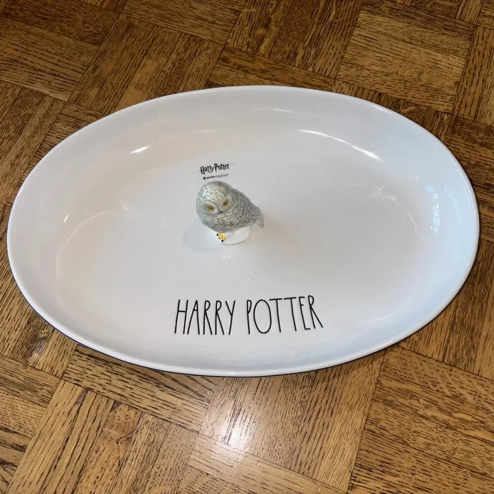 Rae Dunn Harry Potter Hedwig Ceramic Platter Serving Dish Plate Oval Owl NEW